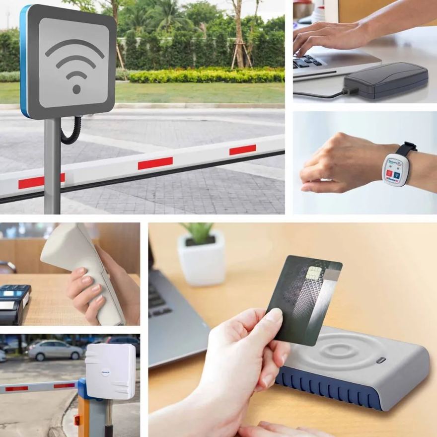 I lettori Sensor ID al lavoro: varco veicolare, lettore desktop, wearable da polso, lettore palmare, lettore per esterni e lettore di badge